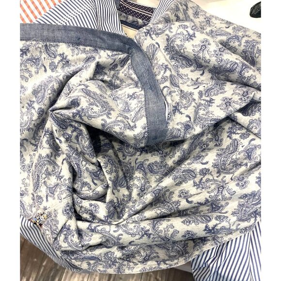 Robert Graham Blue Pinstripe Button Down Shirt Paisley Contrast Size Large - Picture 8 of 13